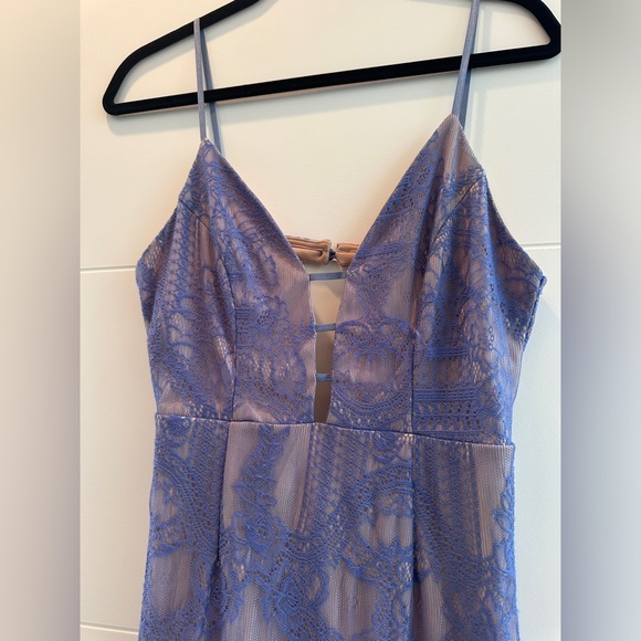 Charlotte Russe Purple Lace Bodycon Midi Dress Cutout Spaghetti Strap | Size M - Picture 8 of 13
